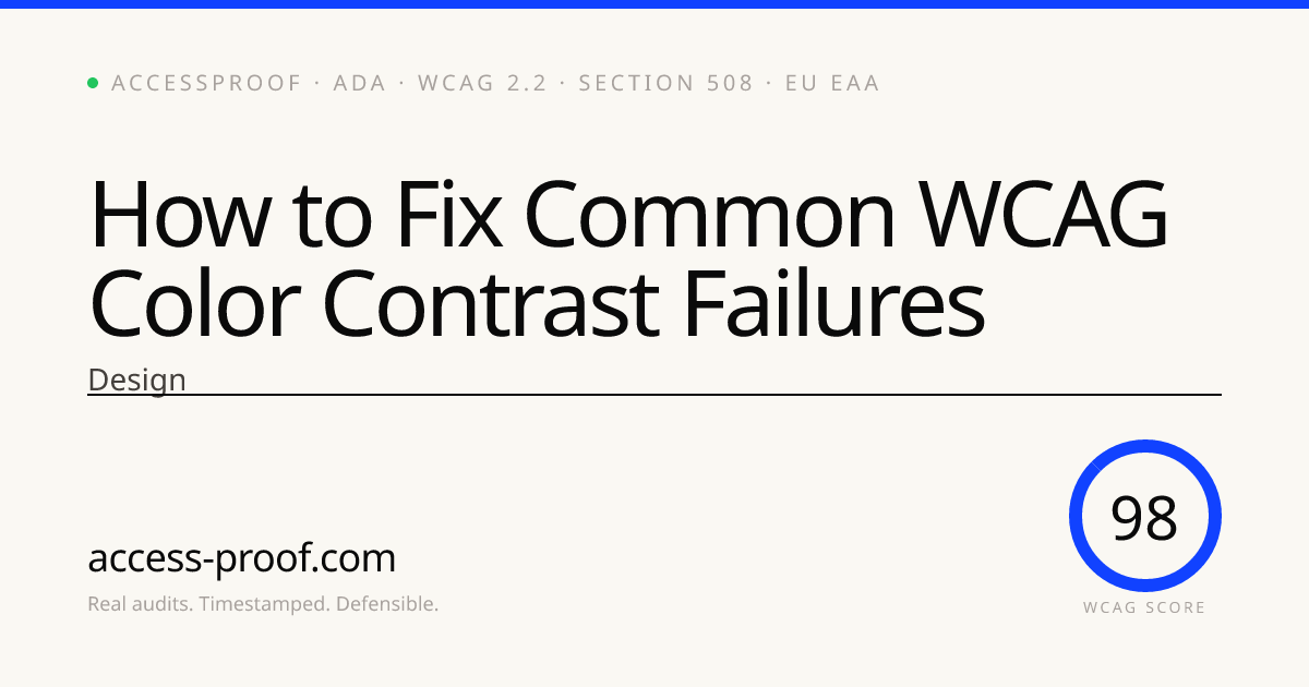 How to Fix Common WCAG Color Contrast Failures — AccessProof | AccessProof