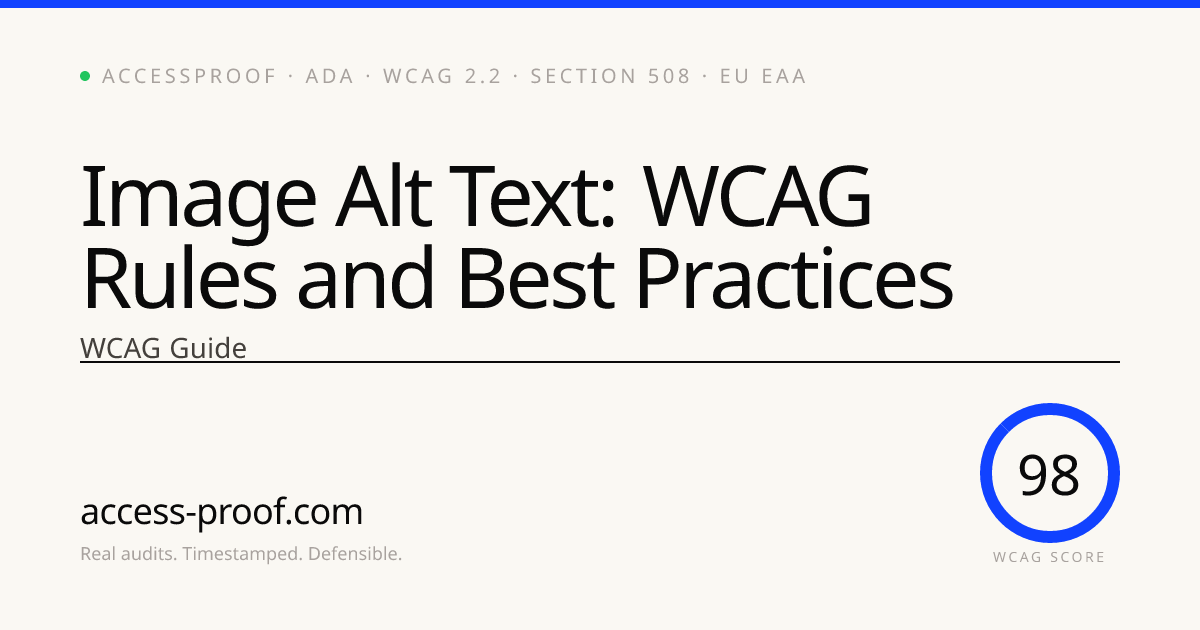 Image Alt Text: WCAG Rules and Best Practices — AccessProof | AccessProof